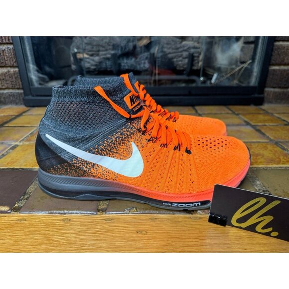 Mens 8.5 Nike Air Zoom All Out Flyknit Total Orange 2016 Running Shoes 844134800 - Picture 1 of 9